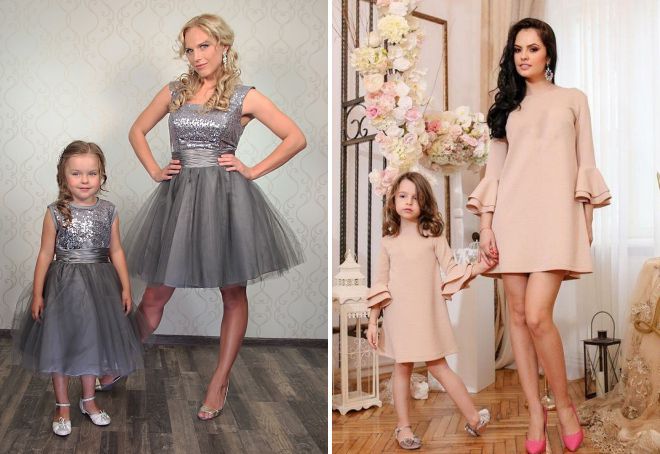  одинаковые нарядные платья для мамы и дочки