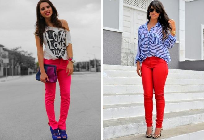С чем носить красные женские джинсы летом