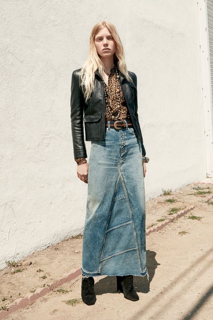 Модная длинная джинсовая юбка 2020 из коллекции Saint Laurent