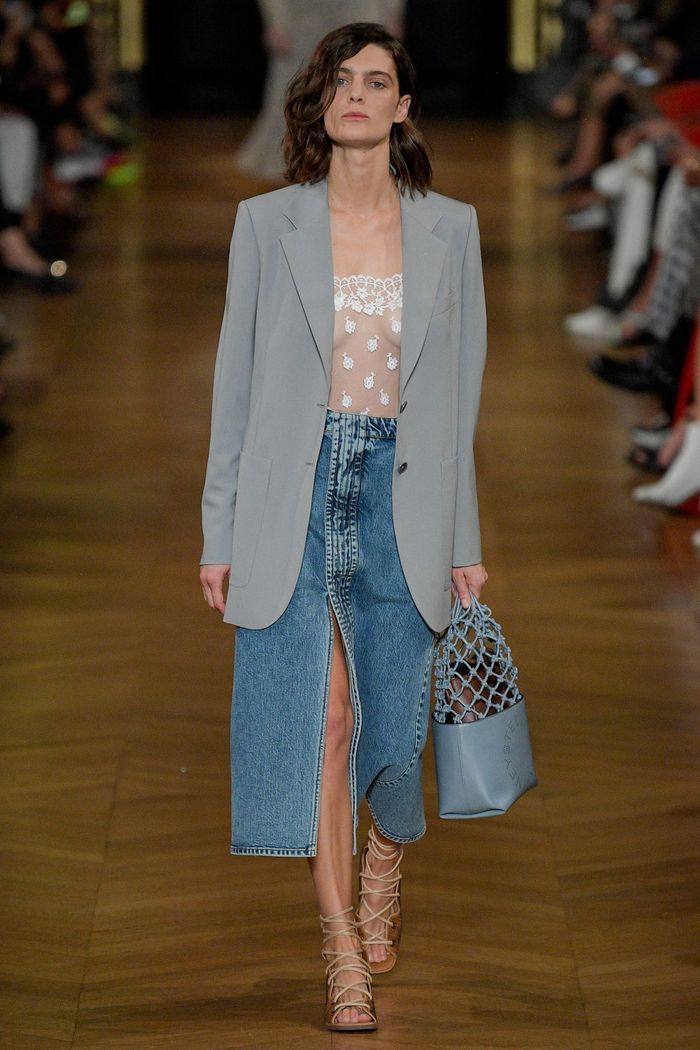Модная длинная джинсовая юбка 2020 из коллекции Stella McCartney