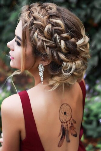 boho wedding hairstyles braided crown updo hair by zolotaya