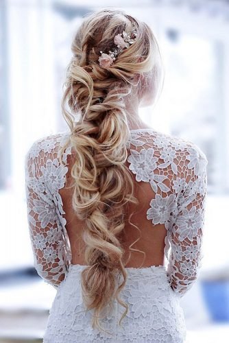 boho wedding hairstyles long blonde hair down with flowers inspobyelvirall