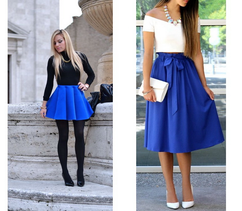 Синяя юбка - как и с чем носить